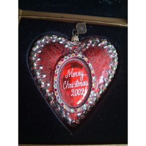 Vintage 2002 Jay Strongwater  Swarovski Crystals 4" Heart Handmade Ornament